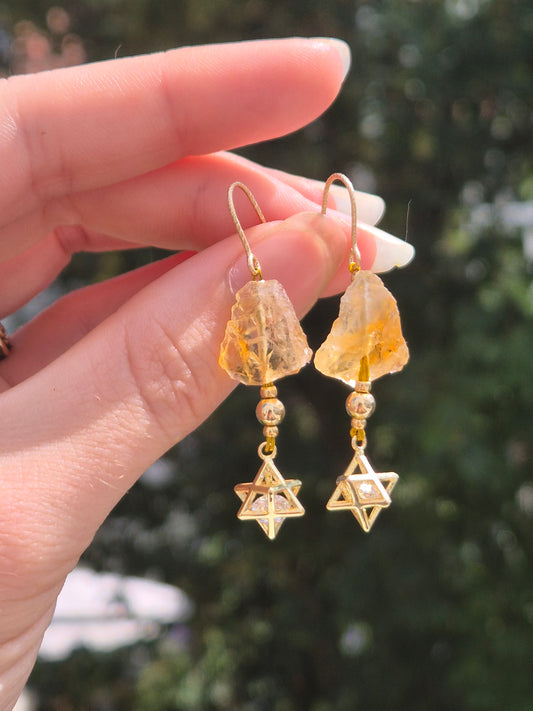 Citrine Starlight - Earings - Gold filled & plated, Cubic Zirconia