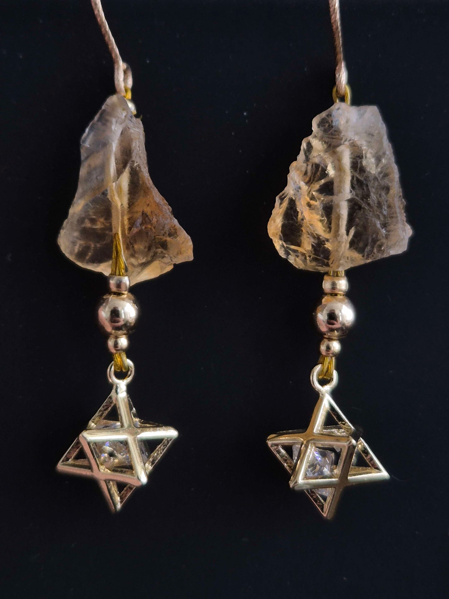 Citrine Starlight - Earings - Gold filled & plated, Cubic Zirconia