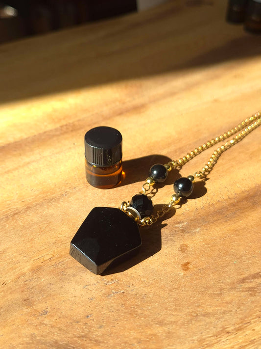 Essentia - Essential Oil Gemstone Necklace - Obsidian