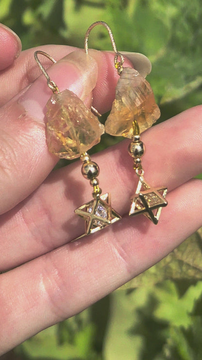 Citrine Starlight - Earings - Gold filled & plated, Cubic Zirconia
